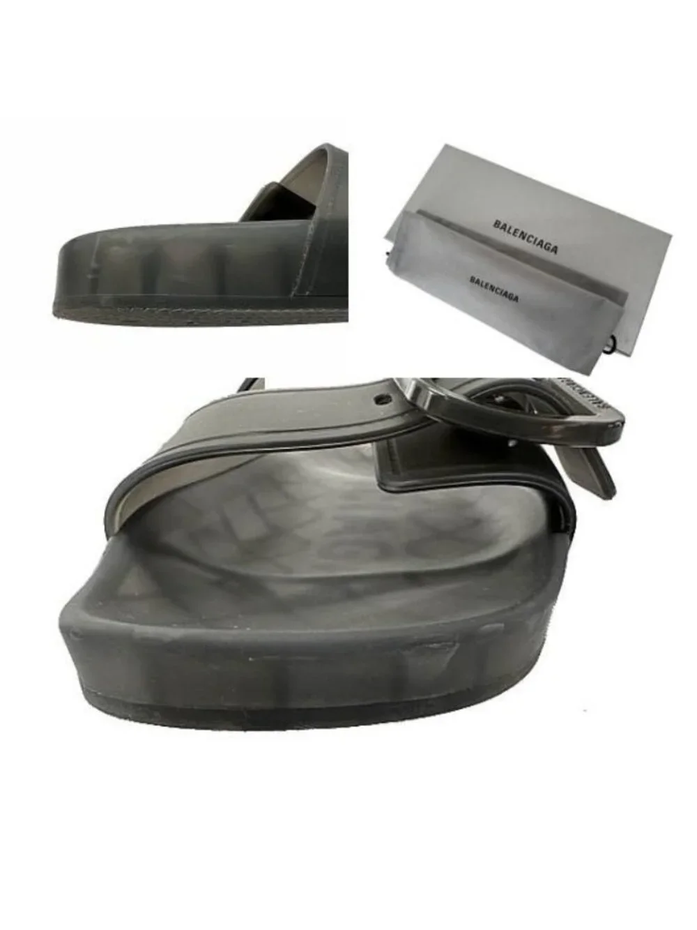 Balenciaga Mallorca Rubber Clear Belted Slide Sandals Black 37